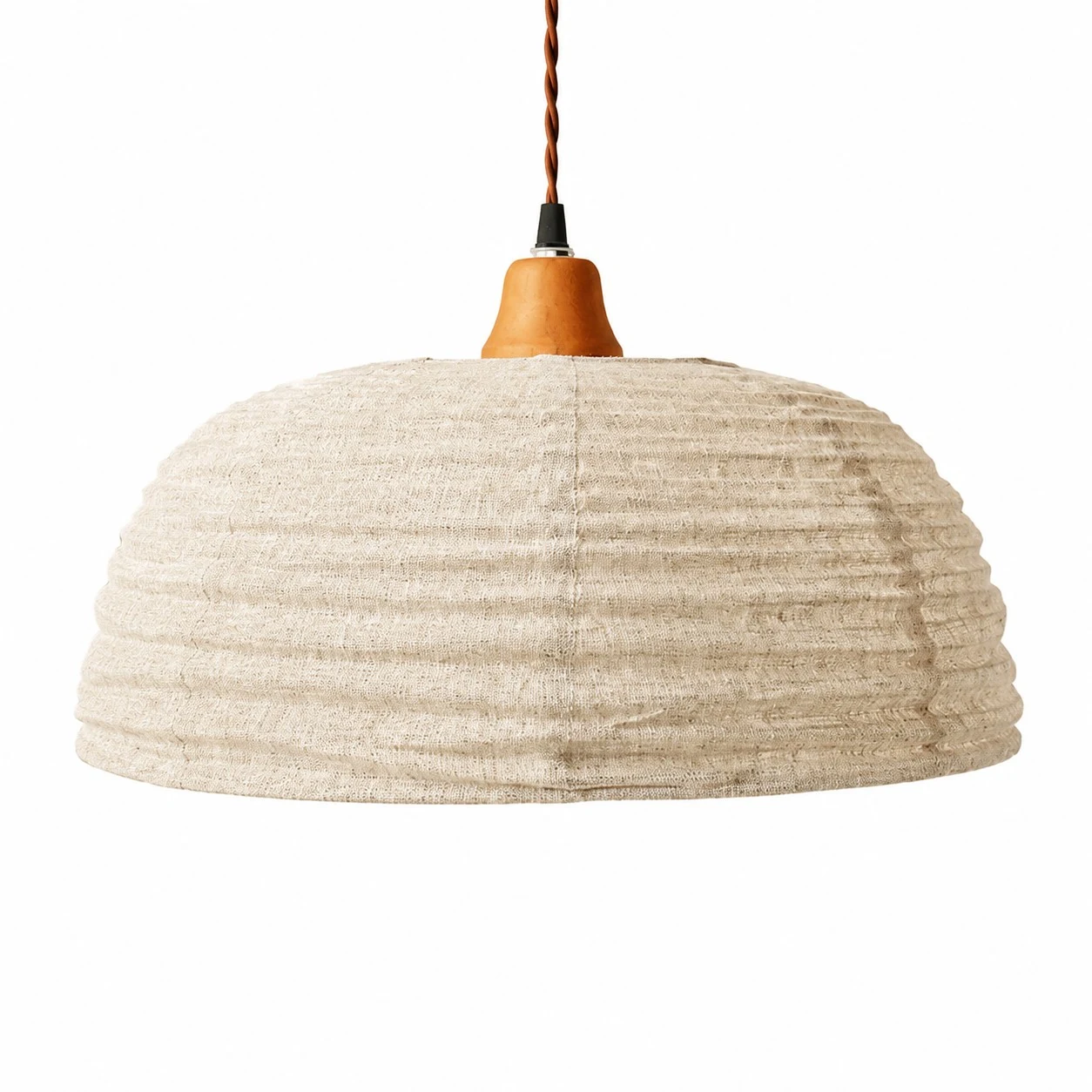 Handwoven Hemp Fabric Dome Pendant Light