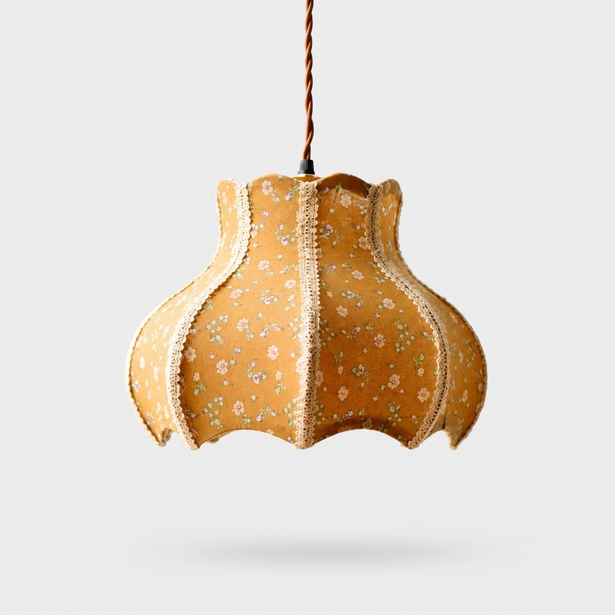 Vintage Floral Fabric Pendant Light