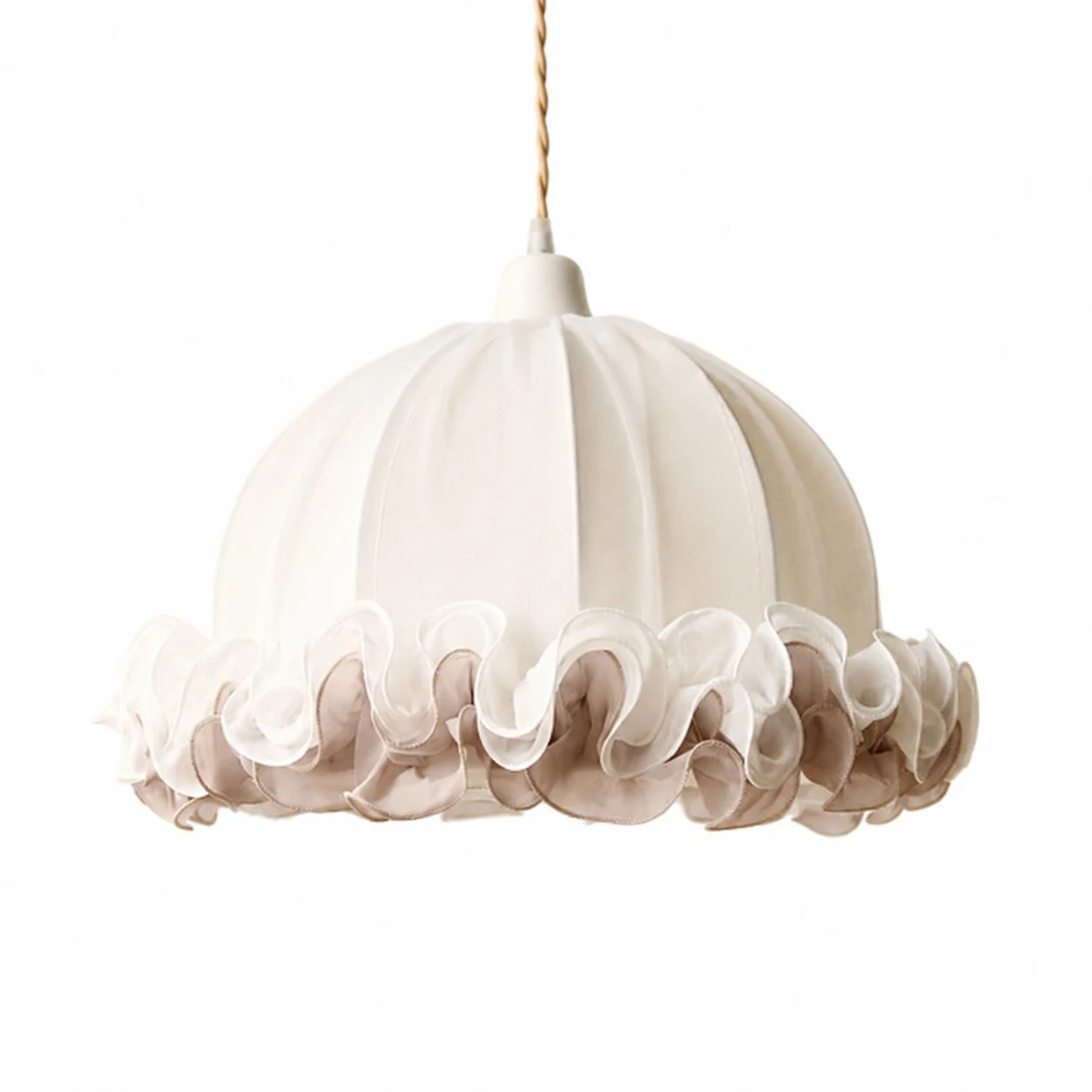 French Vintage Ruffled Fabric Pendant Light