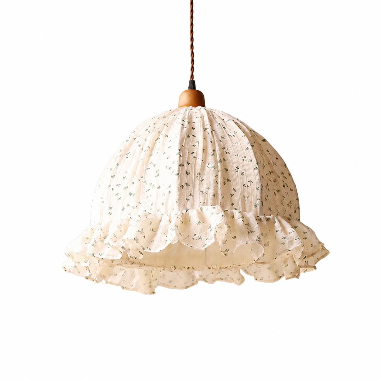 Ruffled Floral Fabric Pendant Lamp