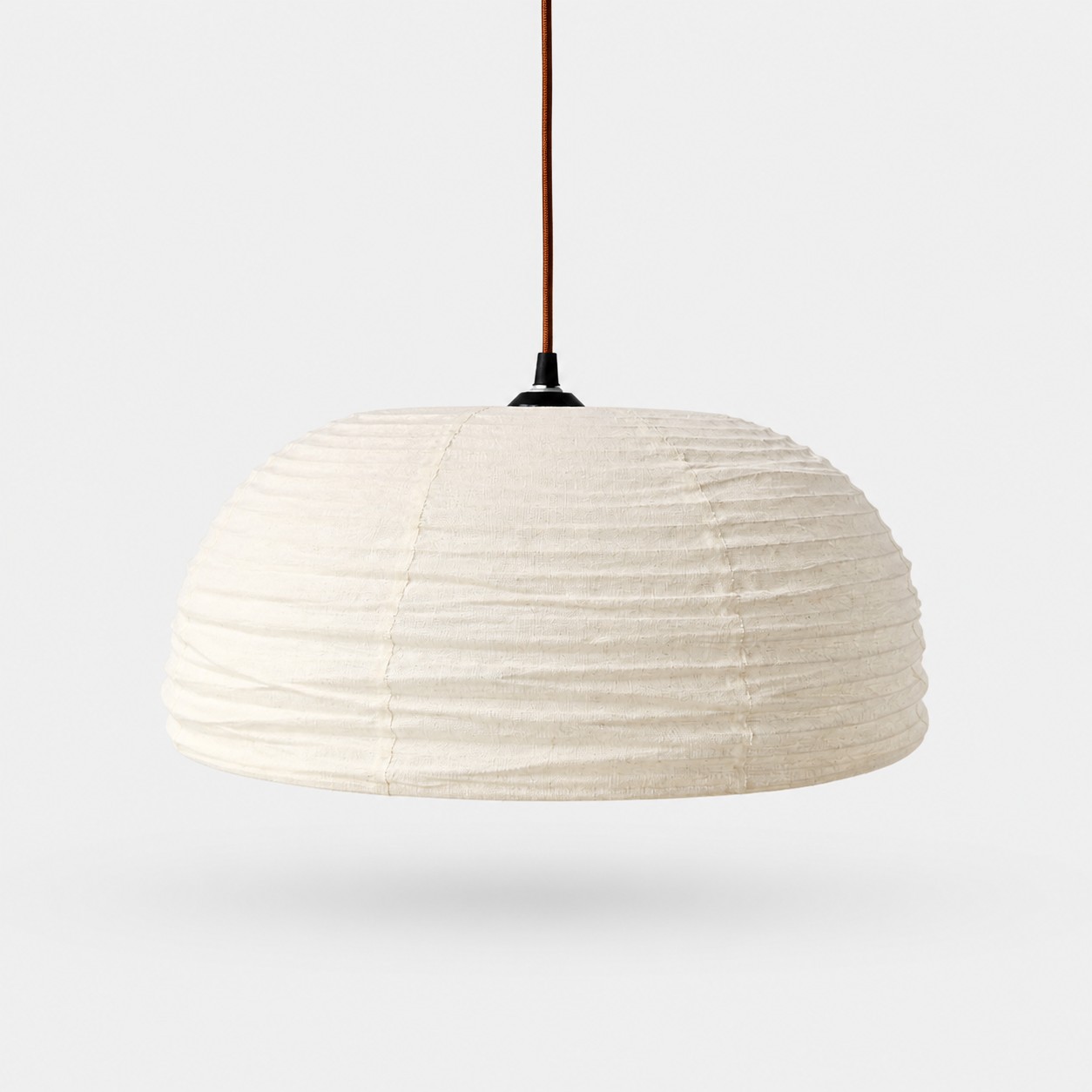Gathered Fabric Pendant Lamp with Botanical Pattern Option