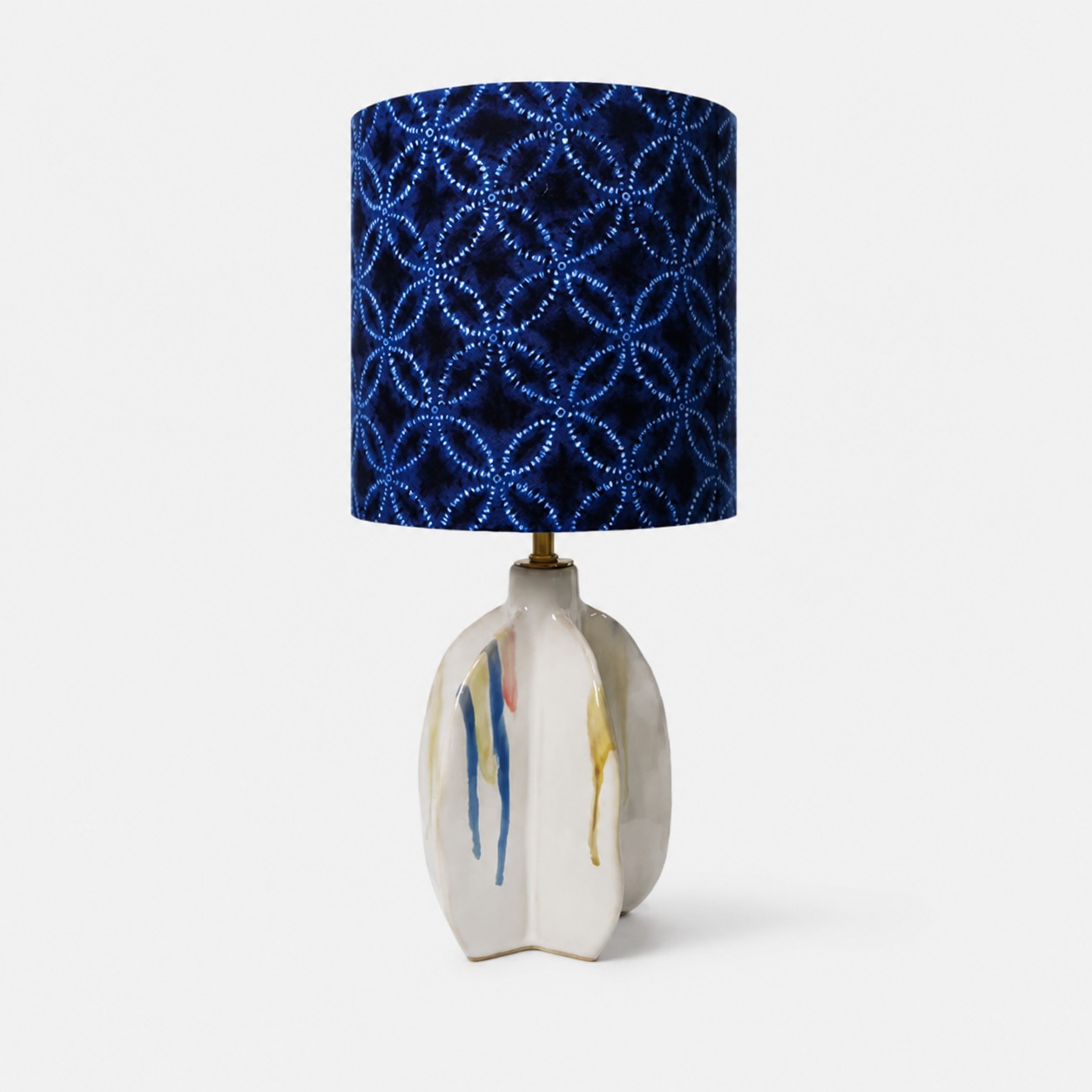 Handmade Ceramic Table Lamp with Artistic Fabric Shade