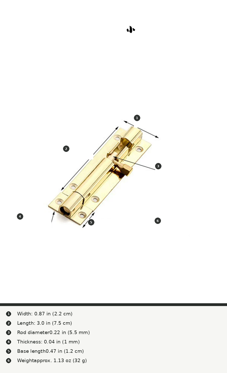 Brass Surface-Mount Cabinet Door Bolt, 2-Pack - product view 9