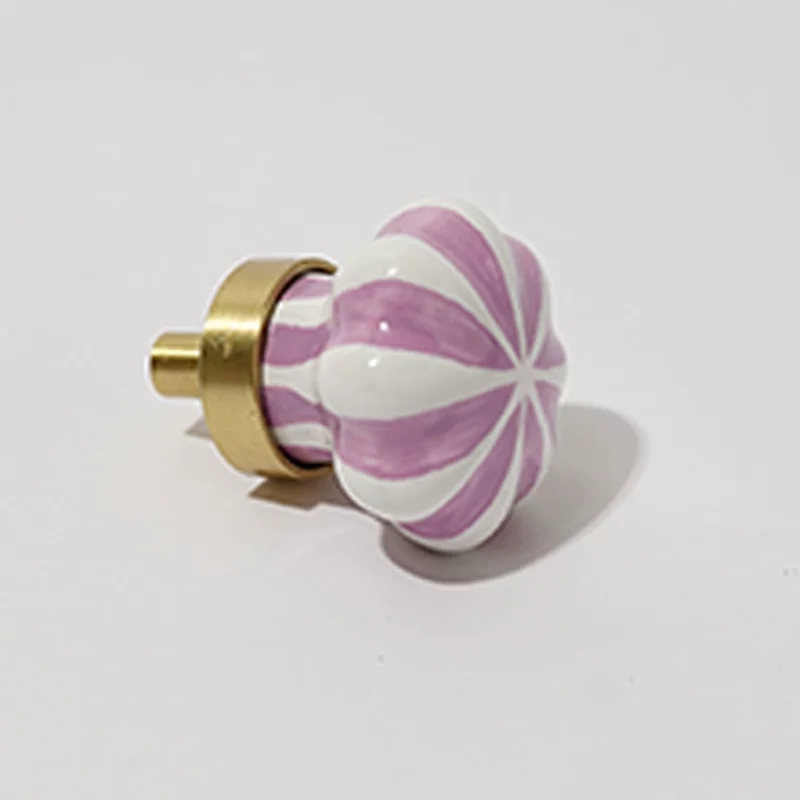Round Brass and Ceramic Single-Hole Wardrobe Door or Drawer Pull, 1 Piece - product view 5