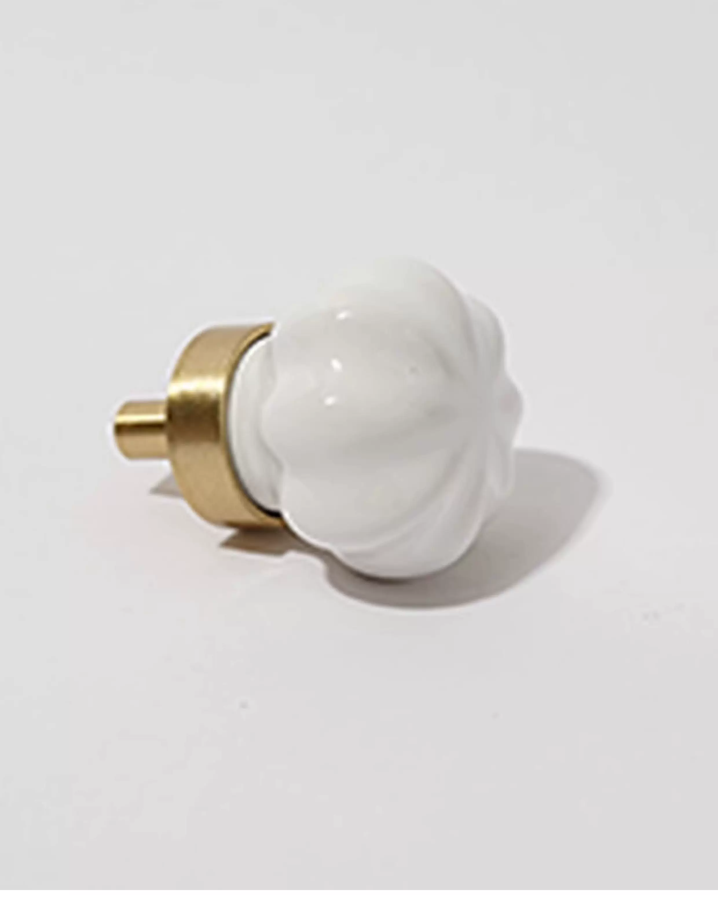 White Ceramic and Brass Handle Pull - product view 11