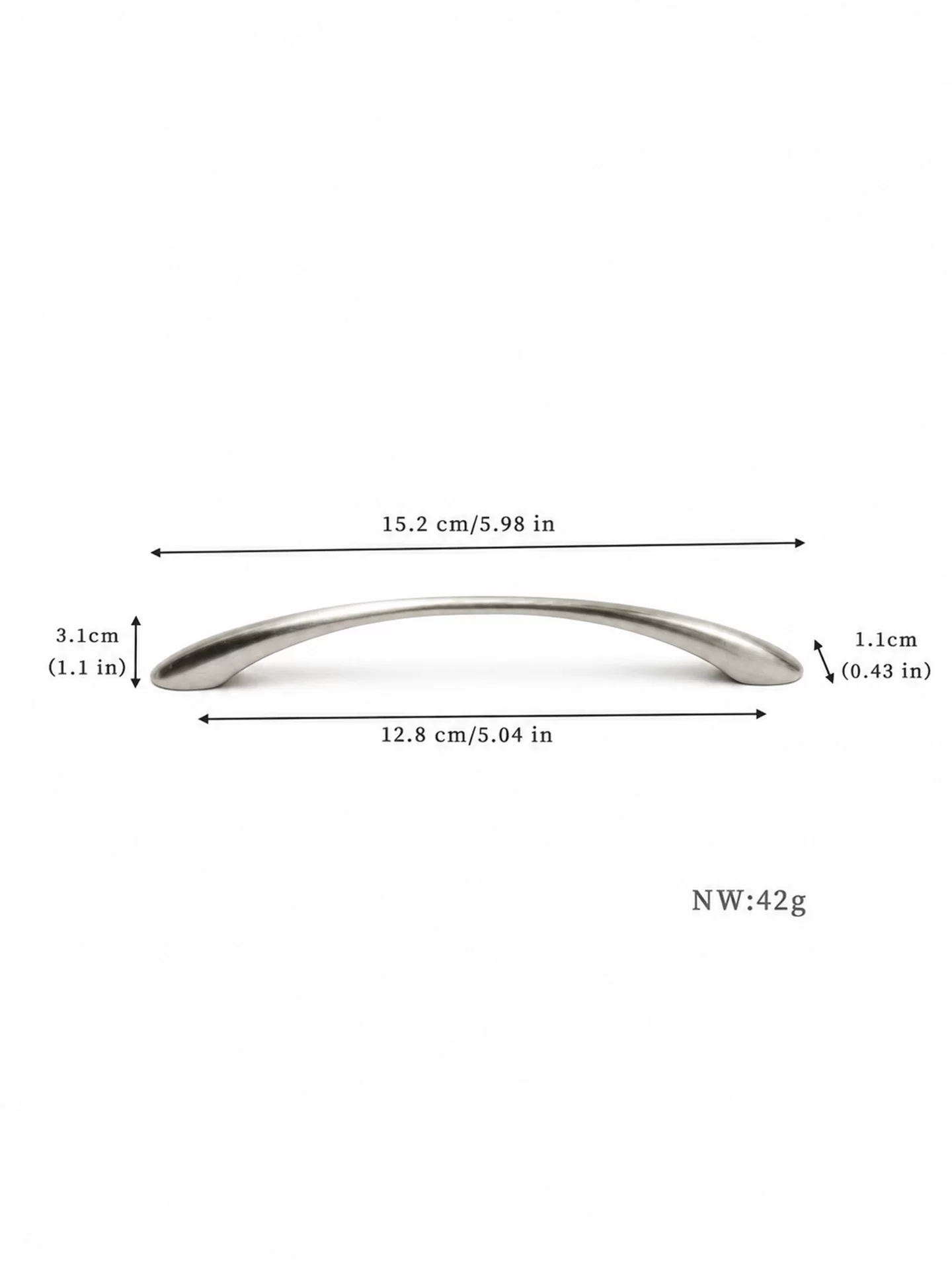 Wardrobe Long Bar Handle, Stainless Steel Color, 5.04 in (128 mm) Hole Spacing, Pack of 2 - product view 5