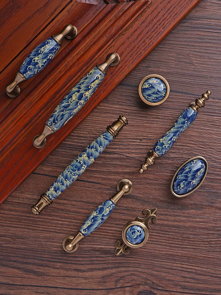 Ceramic and Solid Wood Cabinet Handle and Knob