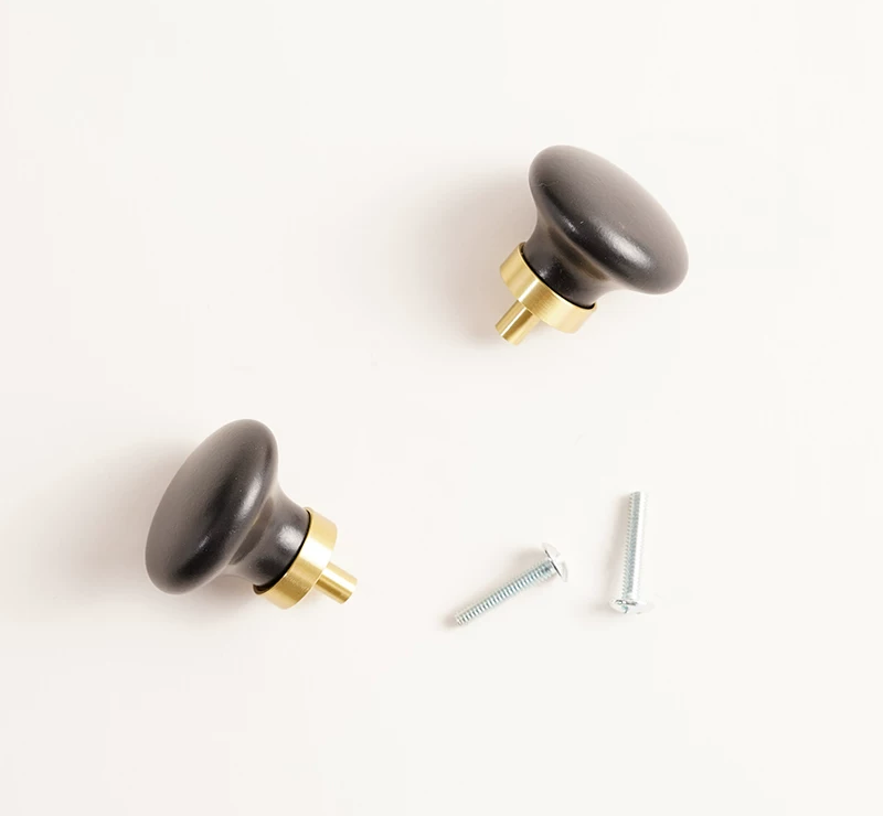 Round Ceramic and Brass Wardrobe Door Handle - product view 4