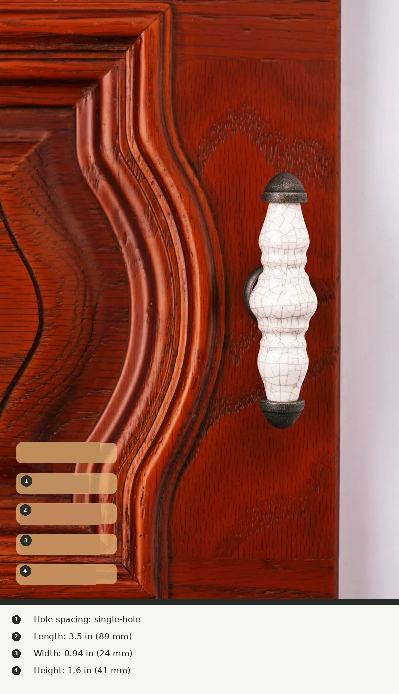 Antique-Style Ceramic Crackle Cabinet Handle - product view 24
