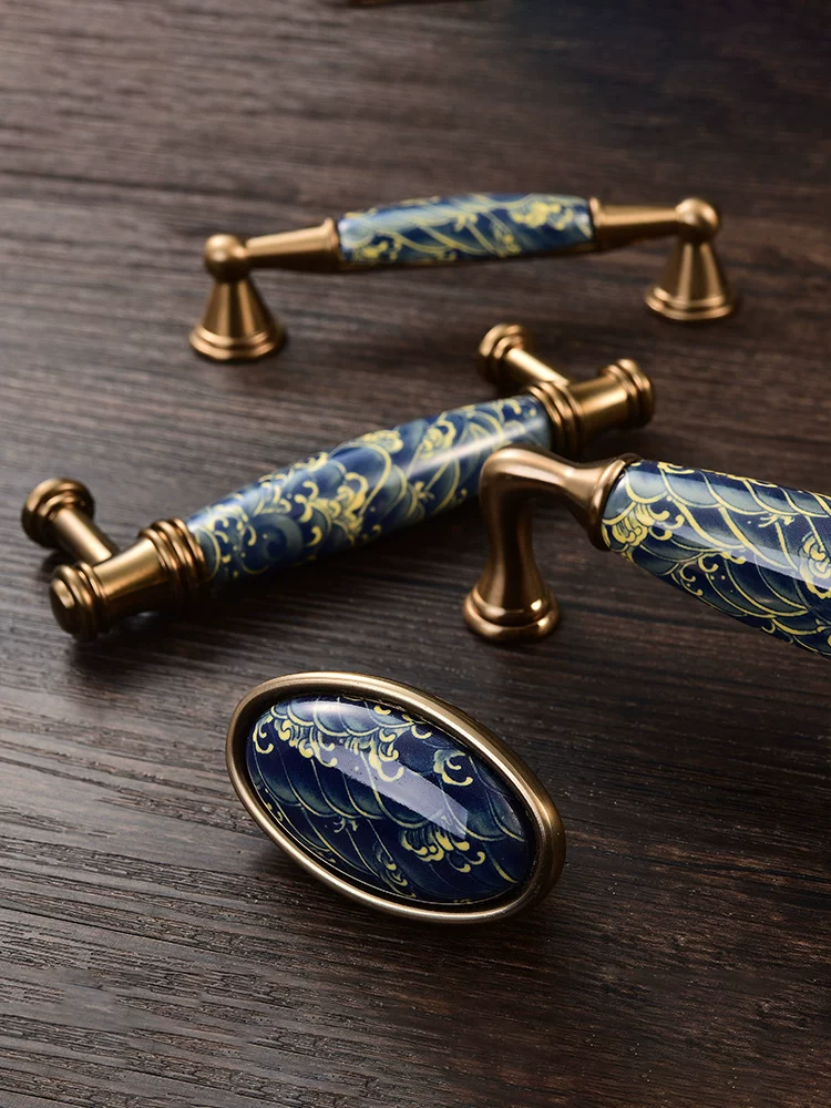 Ceramic and Solid Wood Cabinet Handle and Knob - product view 5
