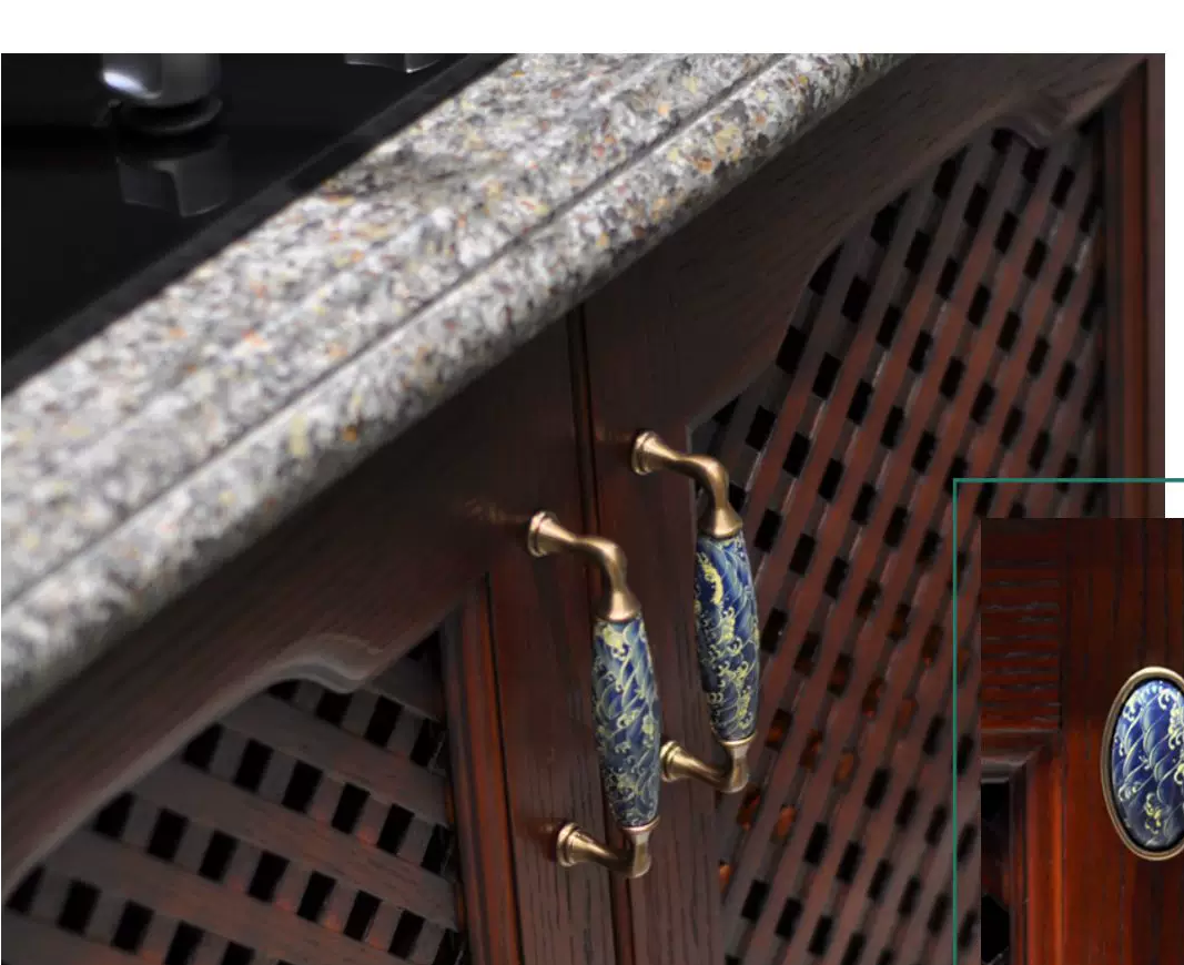 Ceramic and Solid Wood Cabinet Handle and Knob - product view 9