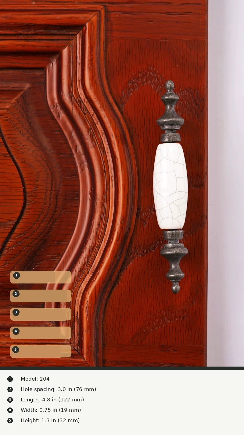 Antique-Style Ceramic Crackle Cabinet Handle - product view 19