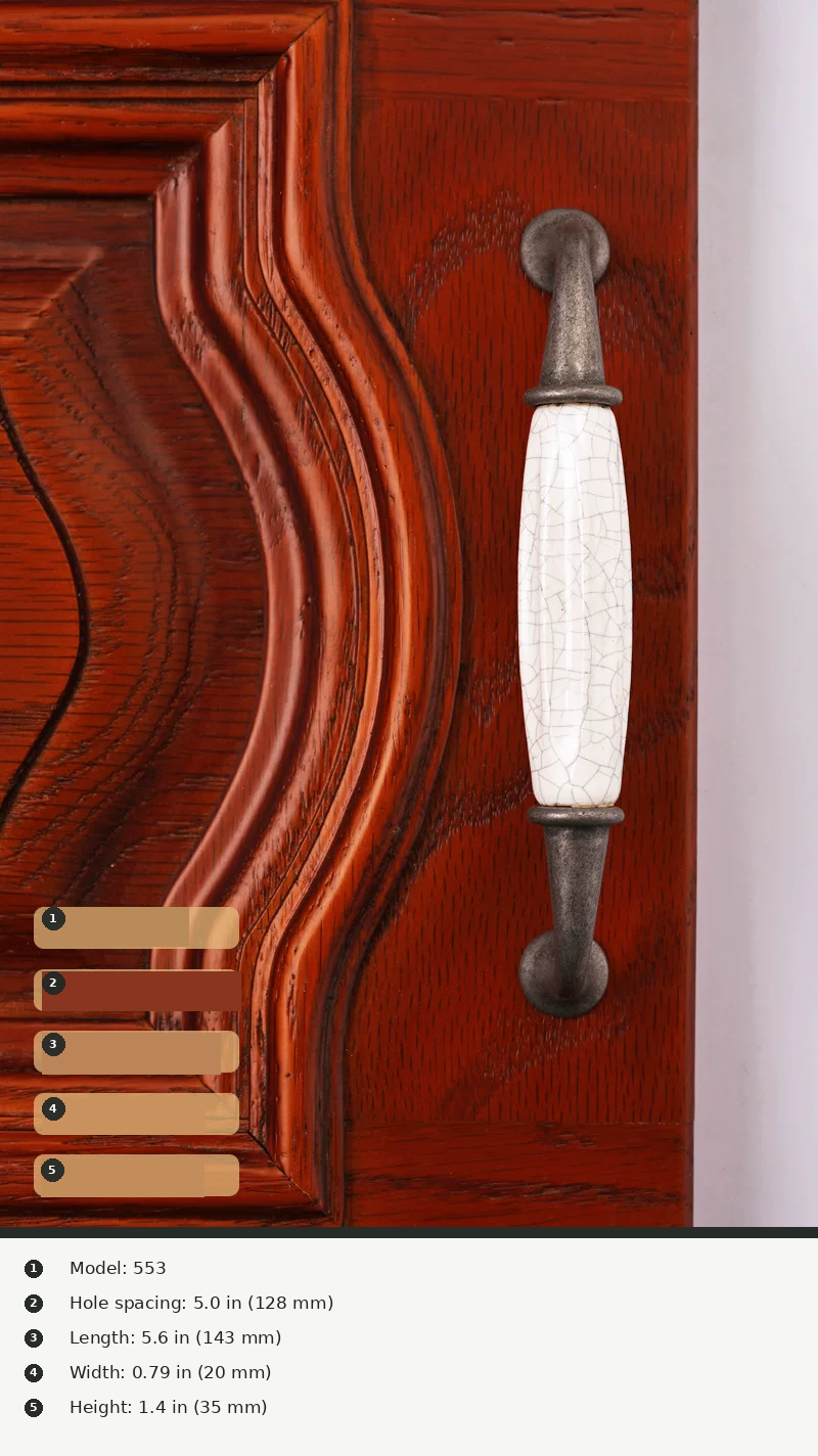 Antique-Style Ceramic Crackle Cabinet Handle - product view 28