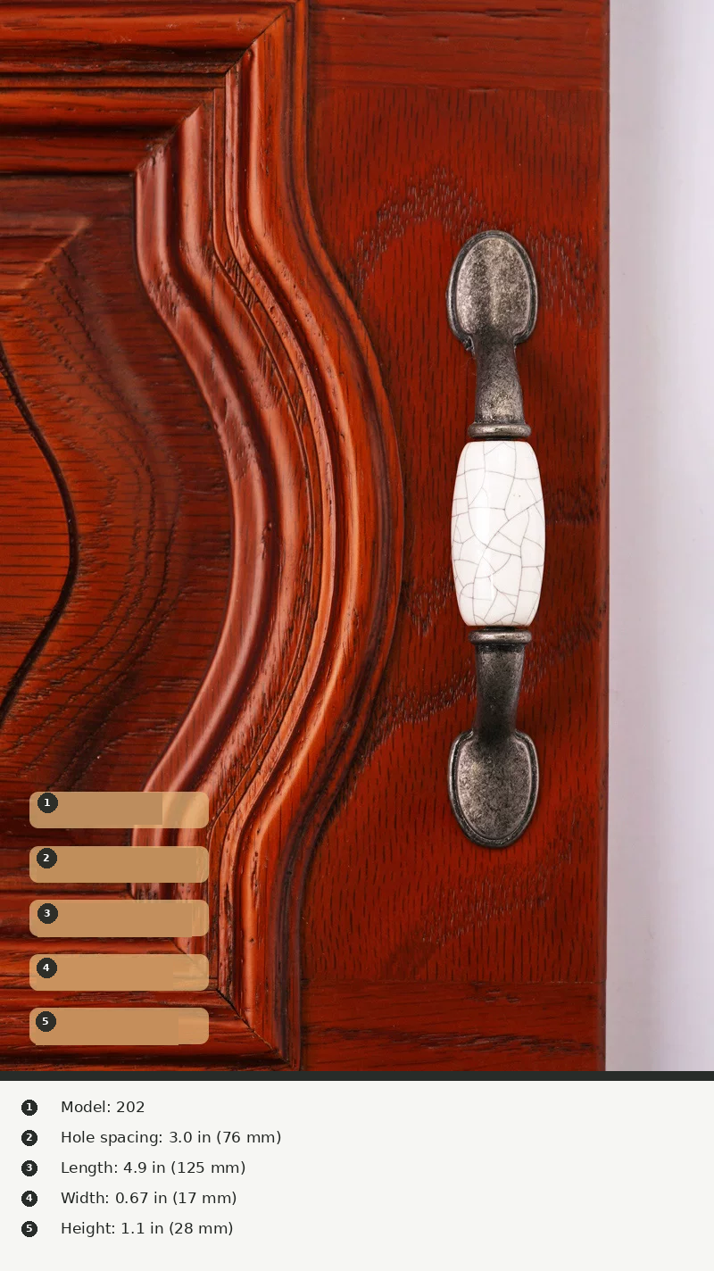 Antique-Style Ceramic Crackle Cabinet Handle - product view 26