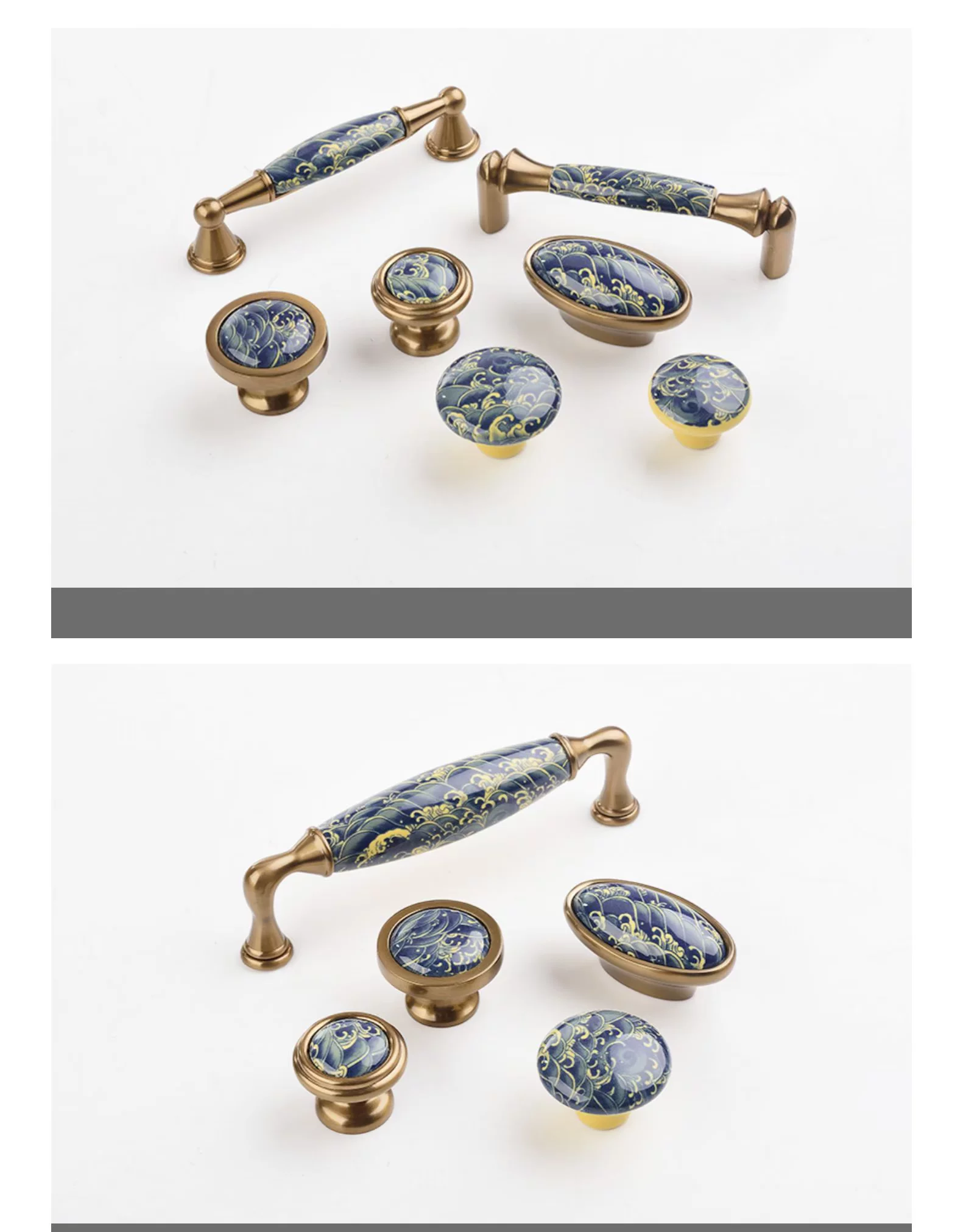 Ceramic and Solid Wood Cabinet Handle and Knob - product view 13