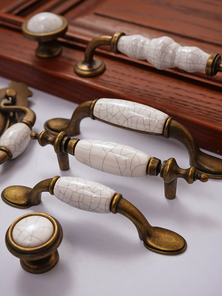 Antique-Style Ceramic Crackle Cabinet Handle