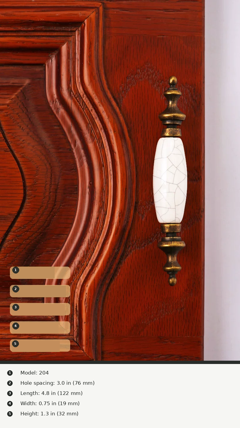Antique-Style Ceramic Crackle Cabinet Handle - product view 25