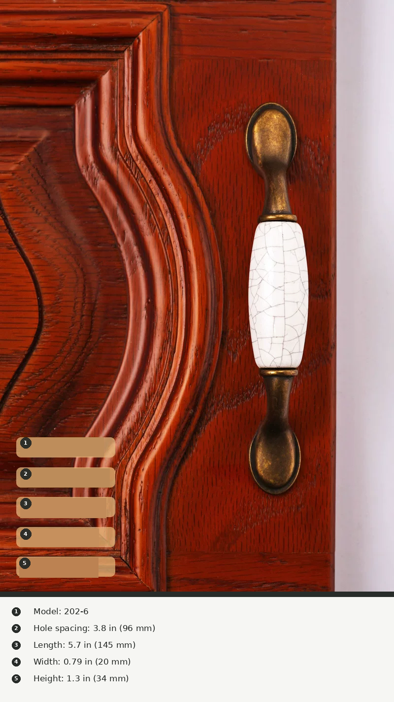 Antique-Style Ceramic Crackle Cabinet Handle - product view 18