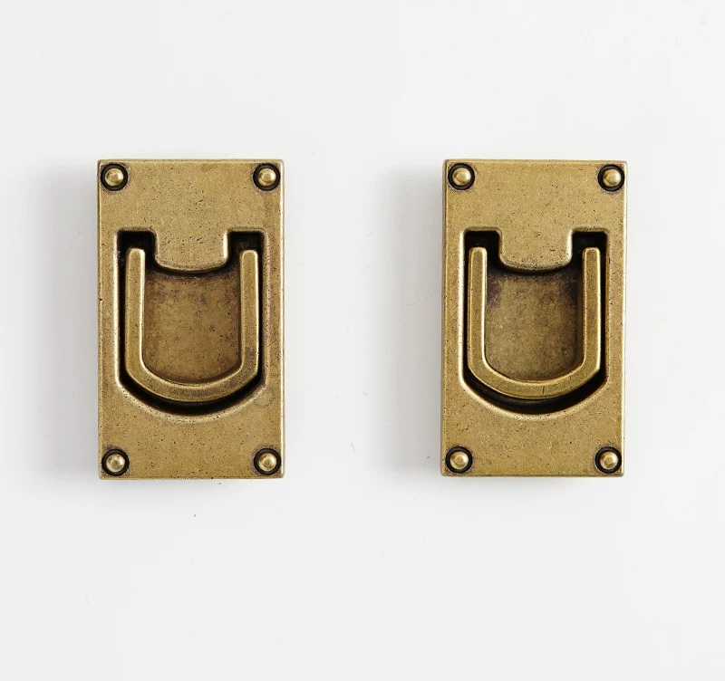 Vintage Brass Cabinet Door and Drawer Pull Handle, Concealed Mount, 2-Pack