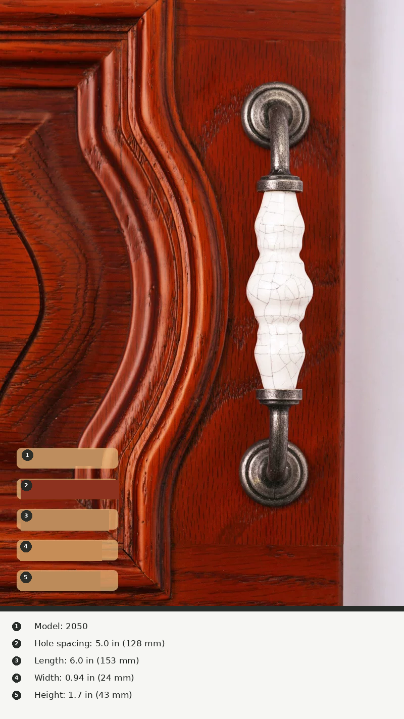 Antique-Style Ceramic Crackle Cabinet Handle - product view 27
