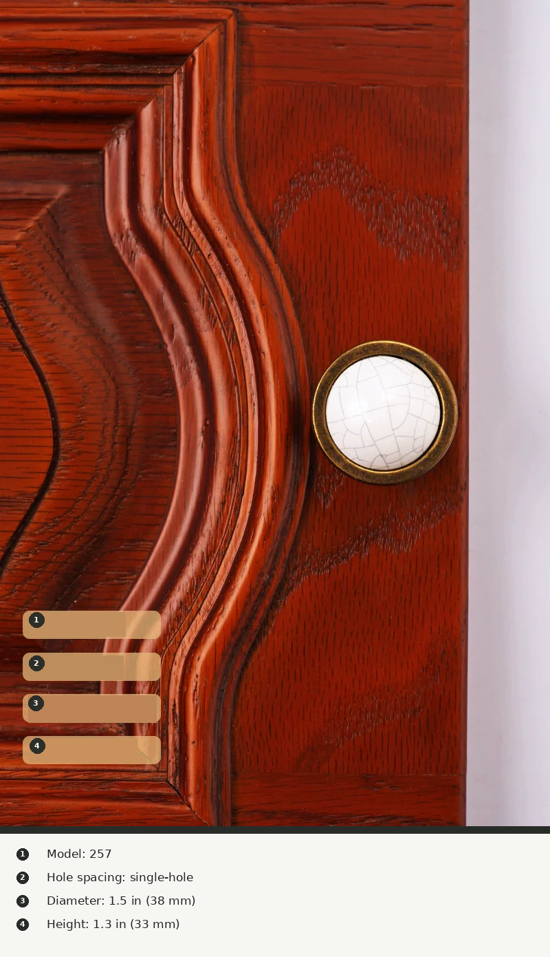 Antique-Style Ceramic Crackle Cabinet Handle - product view 20
