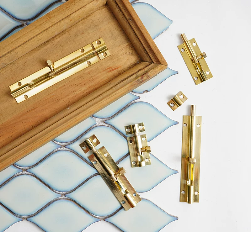 Brass Surface-Mount Cabinet Door Bolt, 2-Pack