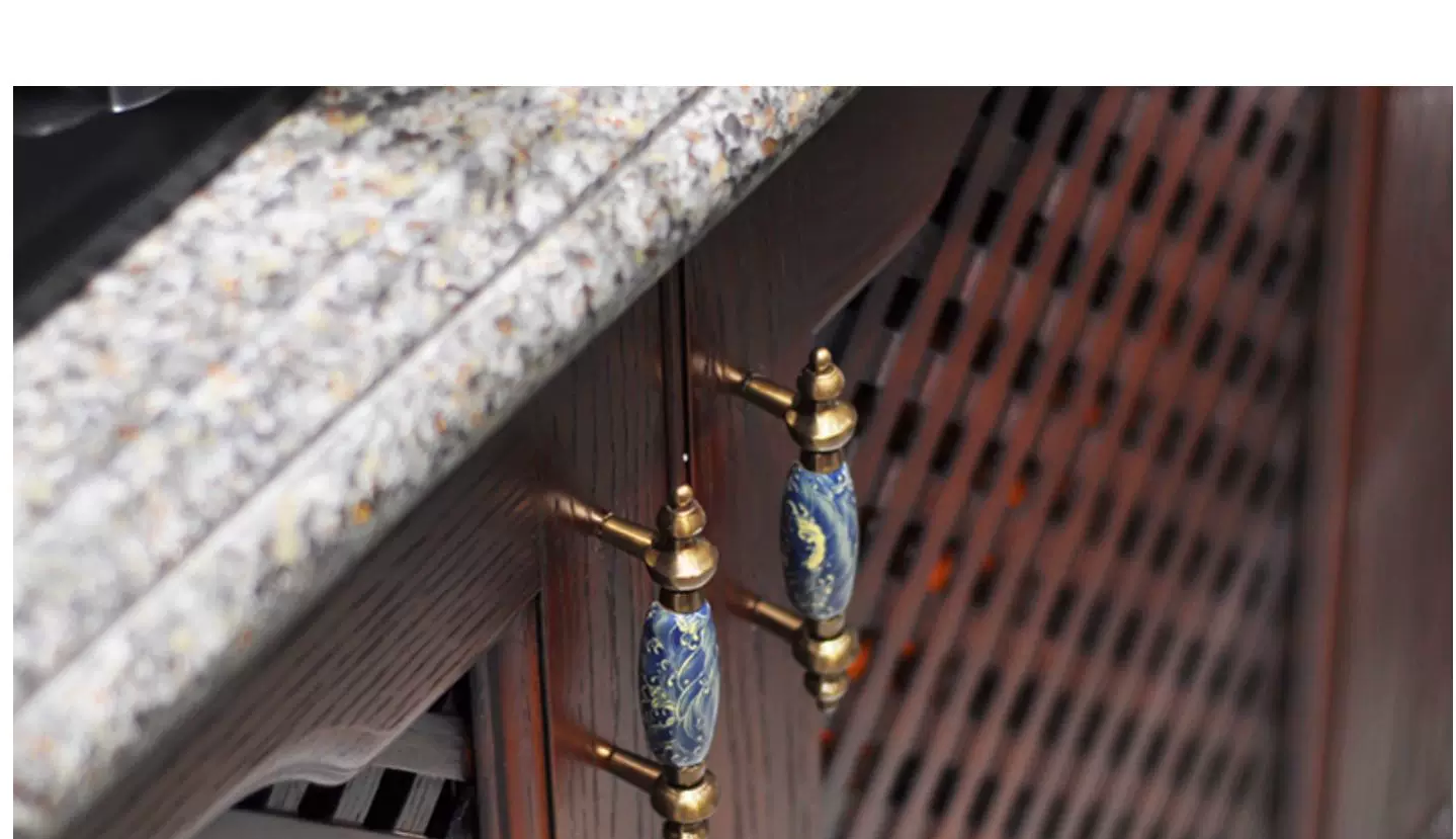 Ceramic and Solid Wood Cabinet Handle and Knob - product view 7