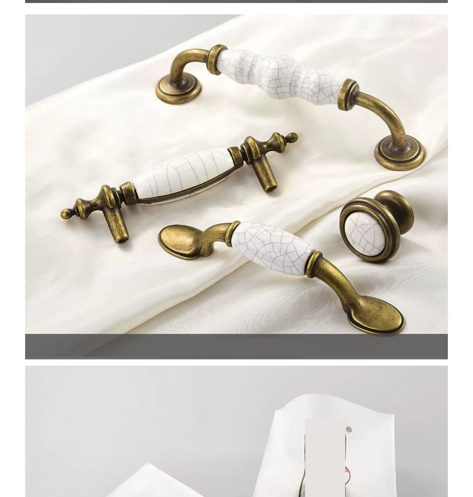 Antique-Style Ceramic Crackle Cabinet Handle - product view 14