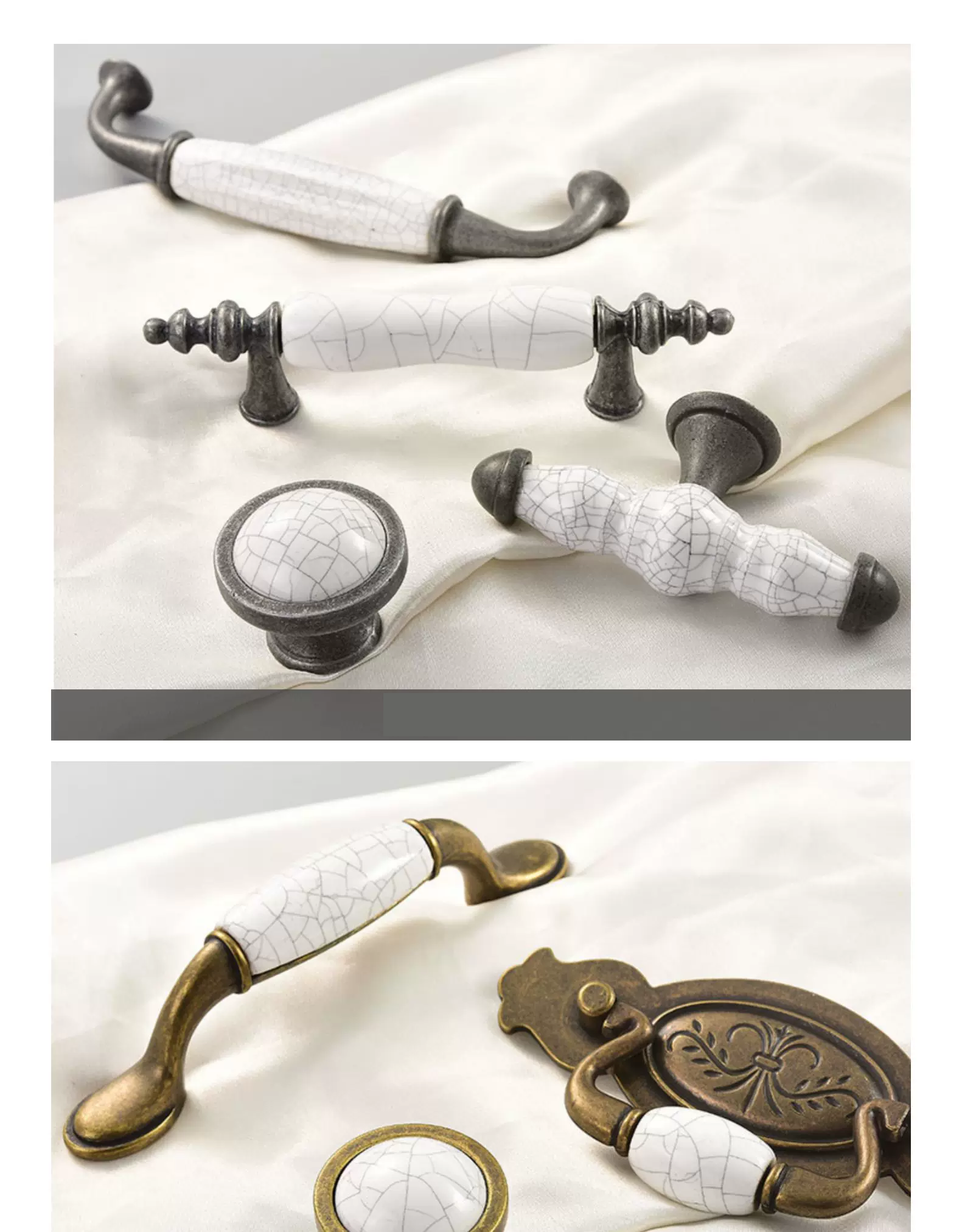 Antique-Style Ceramic Crackle Cabinet Handle - product view 13