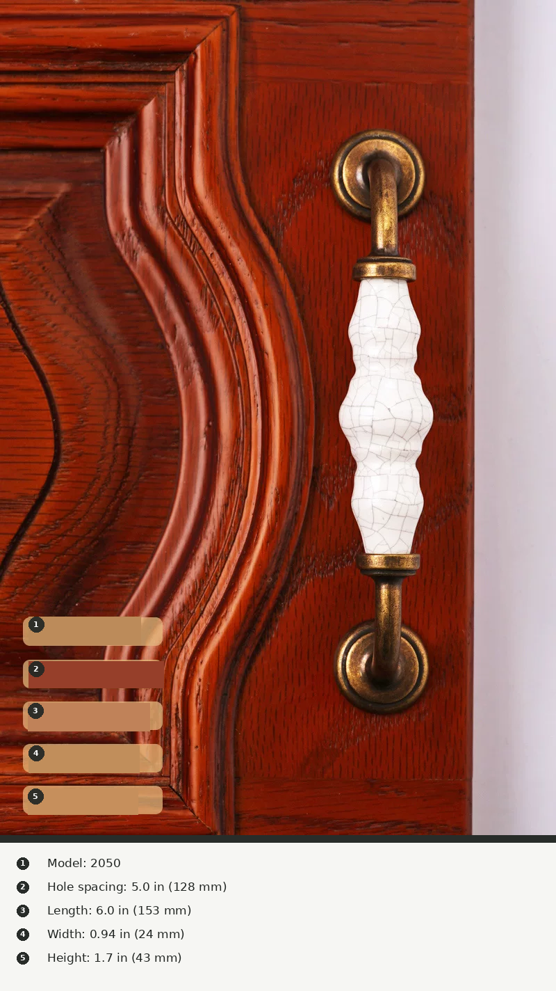 Antique-Style Ceramic Crackle Cabinet Handle - product view 16