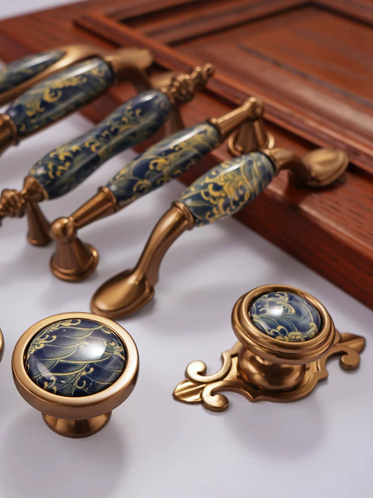 Ceramic and Solid Wood Cabinet Handle and Knob - product view 3