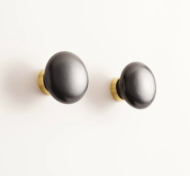 Round Ceramic and Brass Wardrobe Door Handle - product view 2