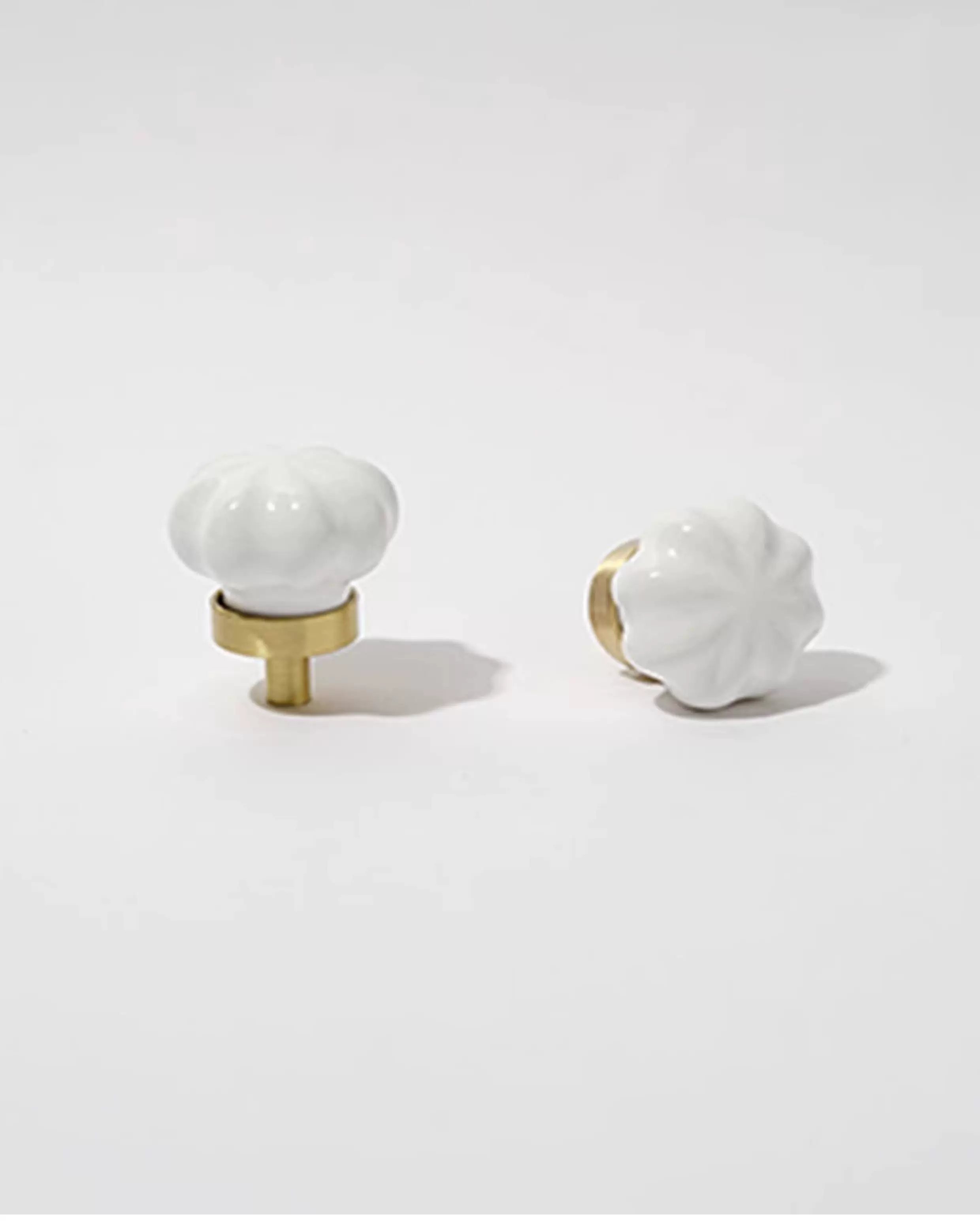 White Ceramic and Brass Handle Pull - product view 9