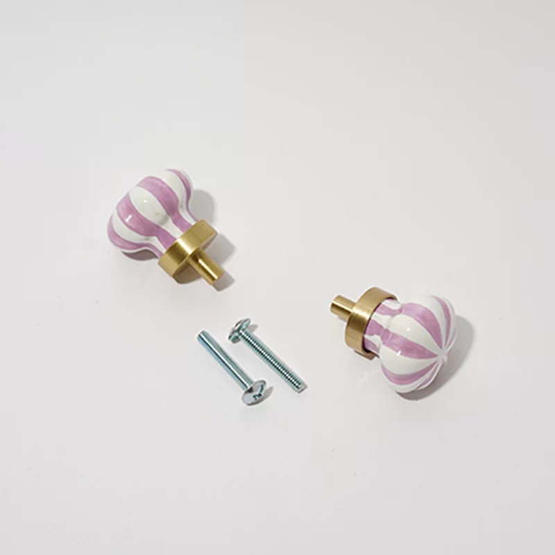 Round Brass and Ceramic Single-Hole Wardrobe Door or Drawer Pull, 1 Piece - product view 4