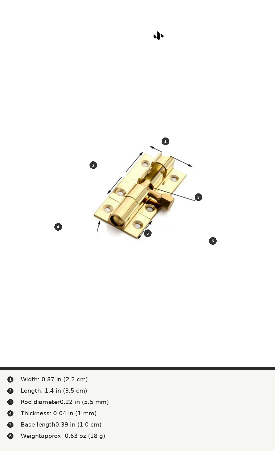 Brass Surface-Mount Cabinet Door Bolt, 2-Pack - product view 7