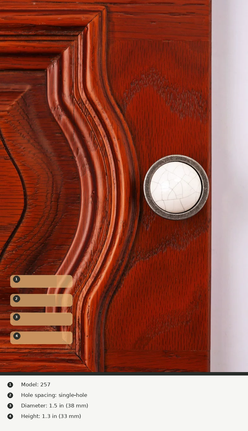 Antique-Style Ceramic Crackle Cabinet Handle - product view 23