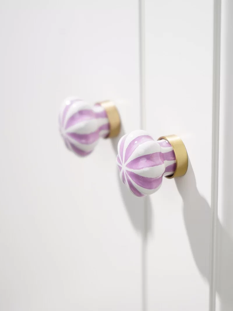 Round Brass and Ceramic Single-Hole Wardrobe Door or Drawer Pull, 1 Piece - product view 7