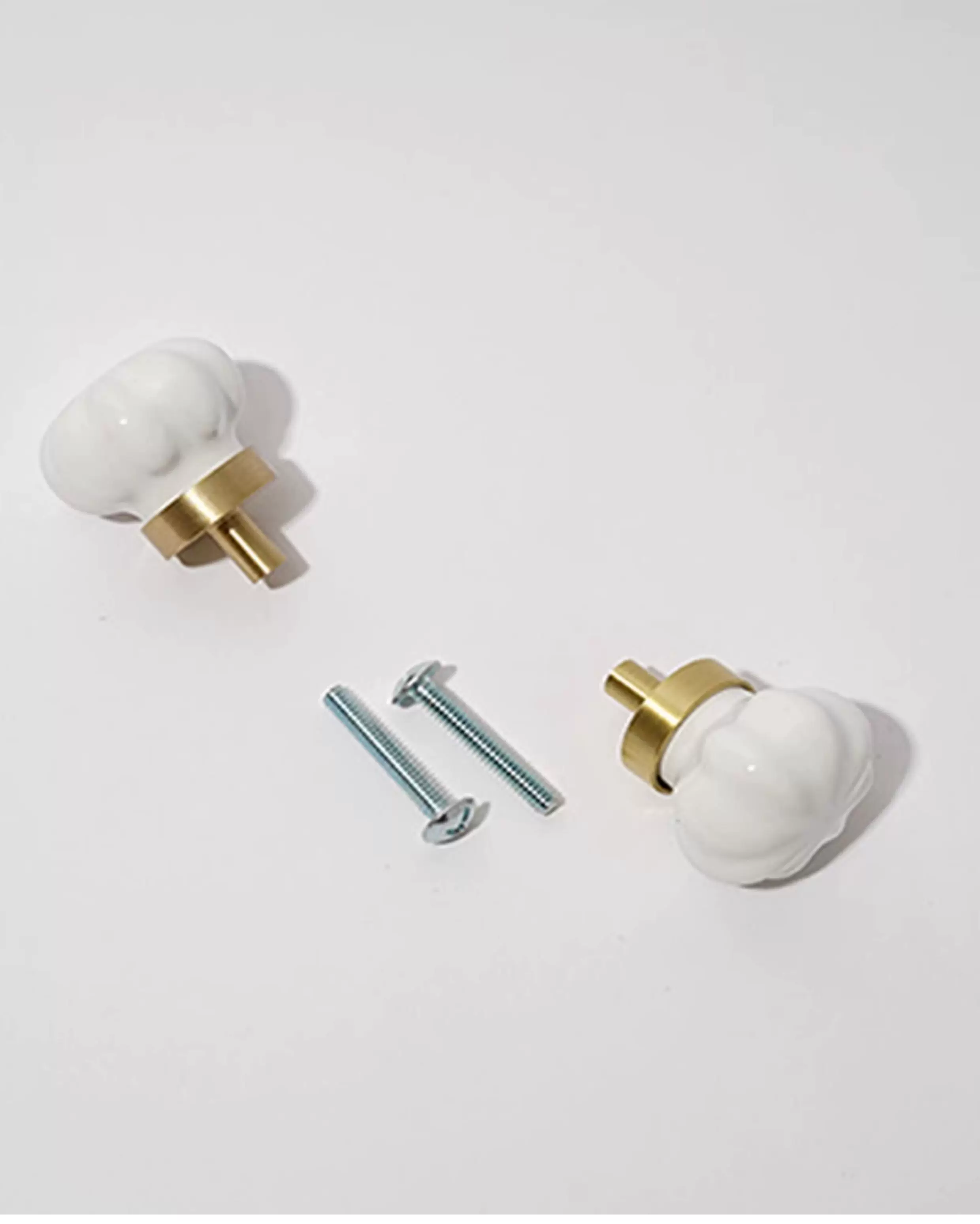 White Ceramic and Brass Handle Pull - product view 10