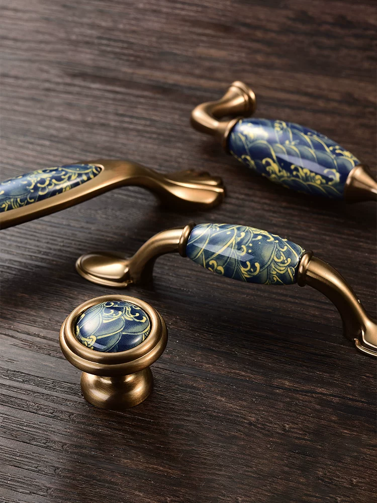 Ceramic and Solid Wood Cabinet Handle and Knob - product view 4