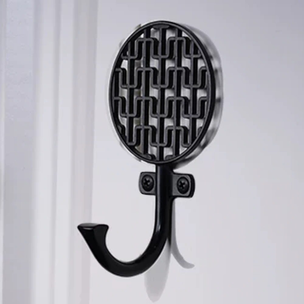 Black Wall-Mounted Coat Hook, 2-Pack